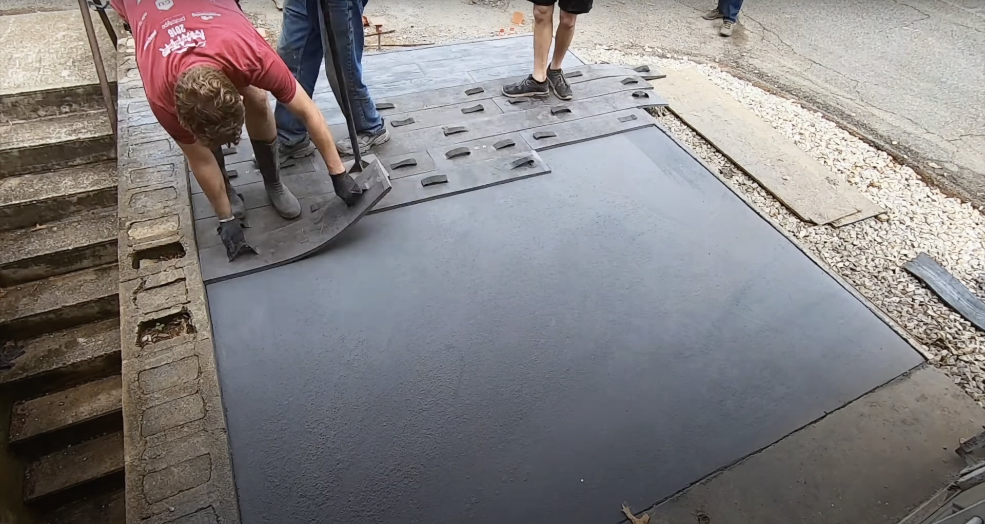 Expert concrete finishing and installation work in progress